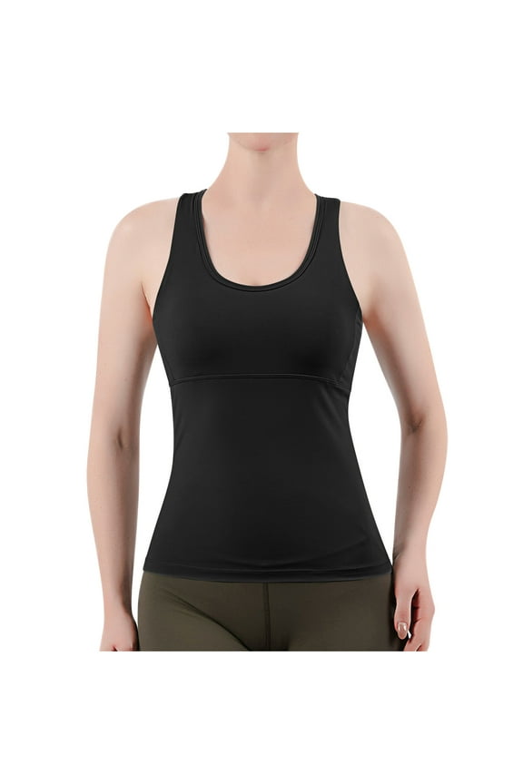 Athletic Tank Tops for Women Built in Bras Backless Sleeveless Camisoles Womens Pullover Stretchy Slim Crewneck Breathable Workout Yoga Tanks