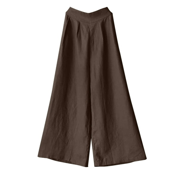 ylioge Baggy Wide Leg Pants for Women Flowy Spring High Waist Cruise Cropped Trousers Linen Solid Color Trendy Pants Pantalones