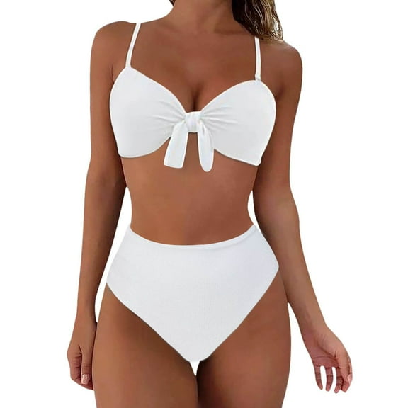 ylioge Bikini Sets for Women 2025 2 Piece Bathing Suits Ladies Trendy Solid Built in Bras Tankini Tops and Shorts Beach Swimsuits