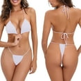thumbnail image 1 of ylioge Bikini Sets for Women Built in Bras Two Piece No Underwire Swimsuits Ladies Trendy Solid Push Up G-String Thongs Bathing Suits, 1 of 6