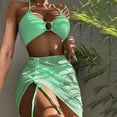 thumbnail image 1 of ylioge Bikini Sets for Women Two Piece Bathing Suits with Skirts Trendy Solid Drawstring Bottoms Swimsuits Ladies Beach Swimwear Set, 1 of 6