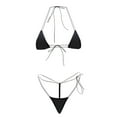 thumbnail image 1 of ylioge Bikini Swimsuits for Women Trendy Two Piece Bathing Suits Ladies Solid Lightweight Ties G-String Thongs Swimwear Sets, 1 of 2