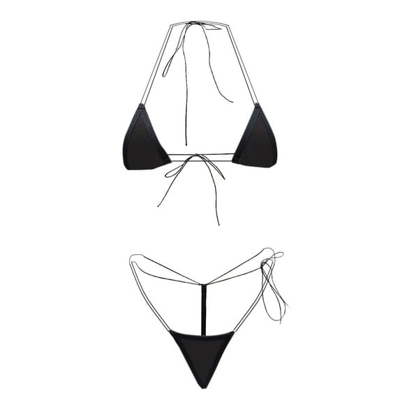 ylioge Bikini Swimsuits for Women Trendy Two Piece Bathing Suits Ladies Solid Lightweight Ties G-String Thongs Swimwear Sets