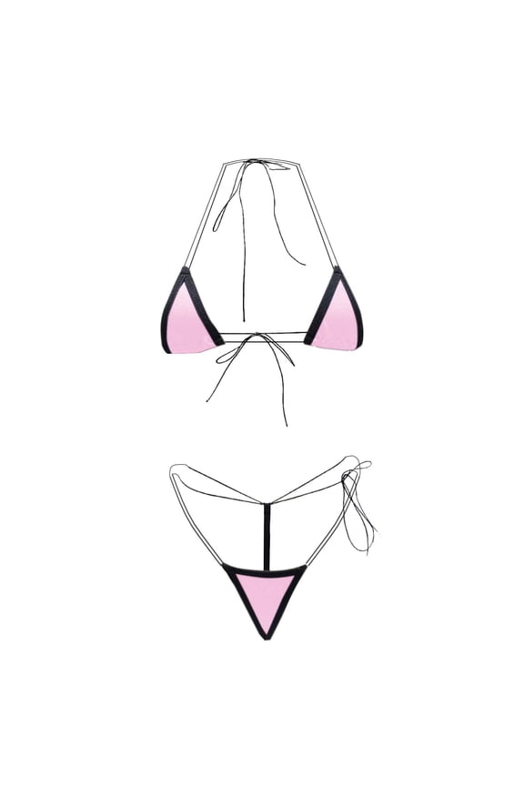 Bikini Swimsuits for Women Trendy Two Piece Bathing Suits Ladies Solid Lightweight Ties G-String Thongs Swimwear Sets
