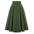 thumbnail image 1 of ylioge Black Skirt for Women, Womens Elegant Casual Elastic High Waisted Solid Color Pleated Midi Skirt Spring, 1 of 7