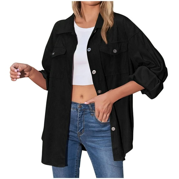 ylioge Blazers for Women, Women's Lightweight Single Buttoned Jackets Casual Solid Long Sleeve Lapel Coats Fall Winter