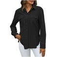 thumbnail image 1 of ylioge Blouses for Women Dressy Casual, Womens Casual Business Long Sleeve Lapel Solid Color Button Lightweight Classic-Fit Blouses Tops Shirts Summer, 1 of 5