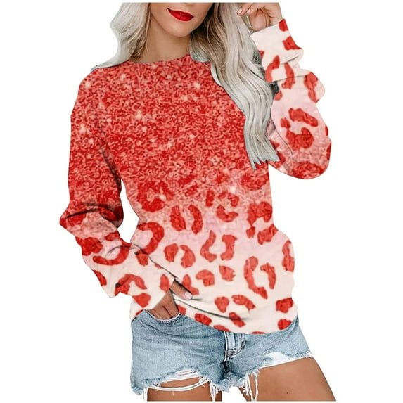 ylioge Blouses for Women Dressy Casual, Women's Y2K Tops Crewneck Long Sleeve Flower Printed Pullover Ombre Tie Dye Sweatshirts Fall Saving Clearance