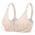 thumbnail image 1 of ylioge Bras for Women Plus Size S-5X Plus Size Front Closure Push Up Bralettes Wireless Breathable Plaid Adjustable Support Underwear Bra, 1 of 3