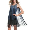 thumbnail image 1 of ylioge Cocktail Dresses for Women Elegant Classy, Women's Hanging Neck Irregular Gradient Fringe Dress Gowns Sleeveless Round Neck Dresses Spring, 1 of 8