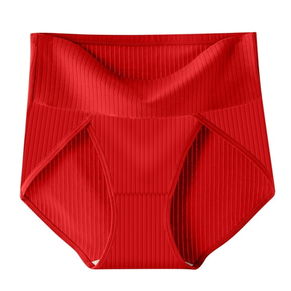 ylioge Cotton Underwear for Women Plus Size XL-5X High Waisted Panties Ladies Solid Stretchy High-Cut Breathable Full Coverage Briefs