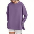 thumbnail image 1 of ylioge Crewneck Sweatshirts for Women Long Sleeve Shirts Ladies Trendy Solid Color Side Zipper Slit Pullover High-Low Hem Sweatshirt Tops, 1 of 6
