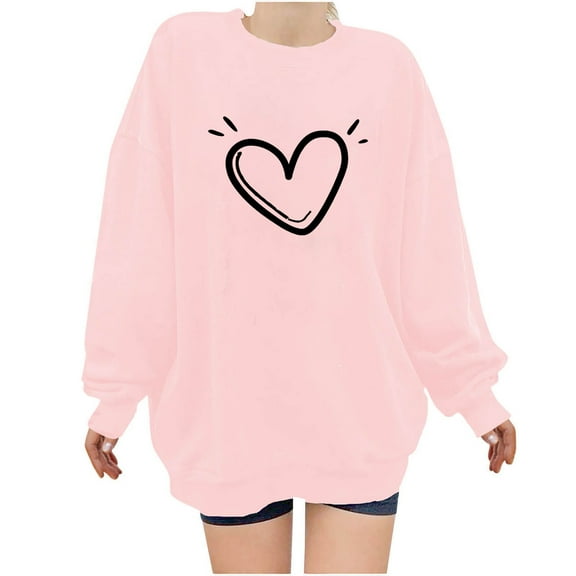 ylioge Crewneck Sweatshirts for Women Valentine's Day Gifts on Ladies Pullover Trendy Long Sleeve Comfort Loose Fit Graphic Sweatshirt Tops