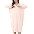 thumbnail image 1 of ylioge Cute Robes for Women with Hoodie Fleece Pullover Nightgowns Ladies Casual Solid Color Long Sleeve Thermal Warm Quick-Drying Homewear Bath Robe, 1 of 3