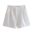 thumbnail image 1 of ylioge Dress Shorts for Women with Pockets Straight Wide Leg High Waisted Casual Solid Color Breathable Cuffed Bottom Going-Out Work Short, 1 of 5