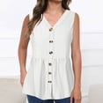 thumbnail image 1 of ylioge Eyelet Tank Tops for Women Plus Size S-5X Sleeveless Button-Down V Neck Vests Womens Cute Solid Color Breathable Hollow-Out Peplum Cami Top, 1 of 5