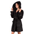 thumbnail image 1 of ylioge Fleece Robes for Women Short Length Flannel Bathrobes with Pockets, Hoodie and Belt Long Sleeve Solid Thermal Warm Homewear Bath Robe Pajamas, 1 of 7