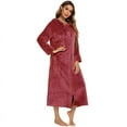 thumbnail image 1 of ylioge Fleece Robes for Women with Pockets and Hoodie Zipper Front Bathrobes Ladies Long Sleeve Long Length Warm Flannel Sleepwear Bath Robe Pajama, 1 of 6
