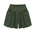 thumbnail image 1 of ylioge High Waist Solid Color Shorts for Women Stretchy Pockets Cruise Summer Pants Pleated Short Loose Fit Trendy Shorts Pantalones, 1 of 3