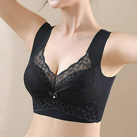 ylioge L-4X Plus Size Push Up Bras for Women No Underwire Lace Back-Smoothing Bralettes Ladies Trendy Lightweight Solid Full-Coverage Underwear Bra