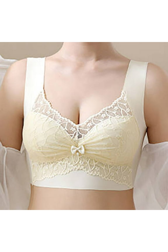 L-4X Plus Size Push Up Bras for Women No Underwire Lace Back-Smoothing Bralettes Ladies Trendy Lightweight Solid Full-Coverage Underwear Bra