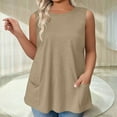 thumbnail image 1 of ylioge L-4X Womens Plus Size Tank Tops with Pockets Sleeveless Crewneck Vests Ladies Casual Solid Color Loose Pullover Going-Out Loungewear Cami Top, 1 of 6