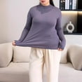 thumbnail image 1 of ylioge L-5X Plus Size Tops for Women Long Sleeve Mock Neck Modal-Shirts Womens Casual Solid Color Stretchy Slim Pullover Basic Underwear Top, 1 of 6