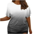 thumbnail image 1 of ylioge L-5X Plus Size Womens Tops Short Sleeve Crewneck T Shirts Ladies Trendy Gradient Printed Pleated Pullover Going-Out Streetwear Blouses Top, 1 of 6