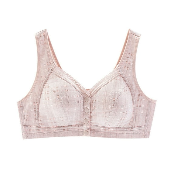 ylioge L-6X Plus Size Bras for Women Front Closure Wirefree Push Up Bralettes Ladies Breathable Padded Solid Color Soft Full-Coverage Underwear Bra