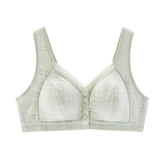 ylioge L-6X Plus Size Bras for Women Front Closure Wirefree Push Up Bralettes Ladies Breathable Padded Solid Color Soft Full-Coverage Underwear Bra