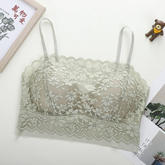 ylioge Lace Bras for Women No Underwire Pullover Bralettes Ladies Lightweight Solid Color Breathable Padded Adjustable Strap Underwear Bra