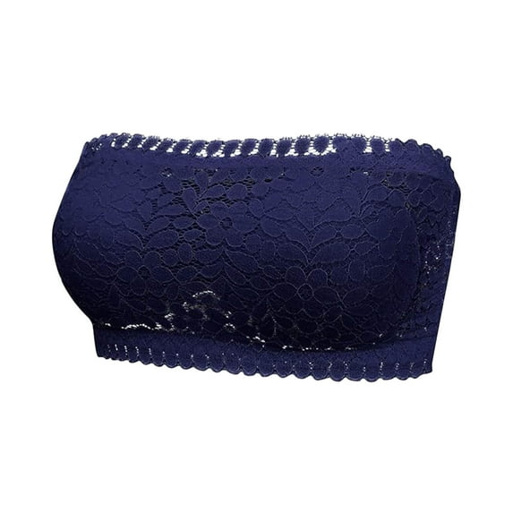 ylioge Lace Strapless Bras for Women Breathable Wireless Push Up Bralettes with Removeable Strap Solid Color Lightweight Full-Coverage Underwear Bra