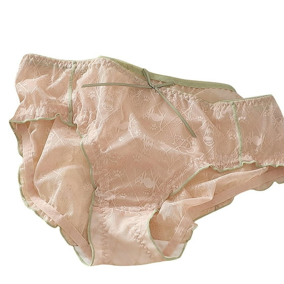 ylioge Lace Underwear for Women Plus Size M-4XL Lightweight Mid Waisted Panties Ladies Trendy Solid High-Cut Breathable Briefs