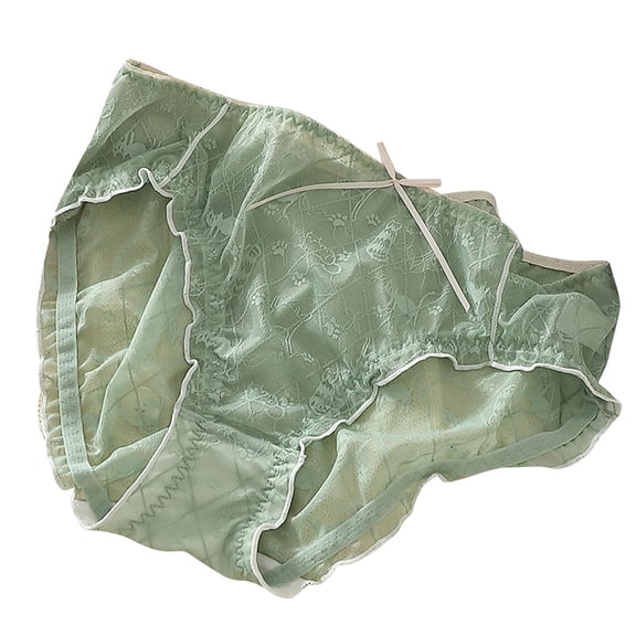 ylioge Lace Underwear for Women Plus Size M-4XL Lightweight Mid Waisted Panties Ladies Trendy Solid High-Cut Breathable Briefs