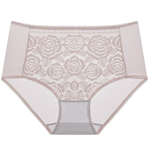 ylioge Lace Underwear for Women Plus Size M-4XL Trendy Mid Waisted Panties Ladies Lightweight Solid Breathable Stretchy Briefs