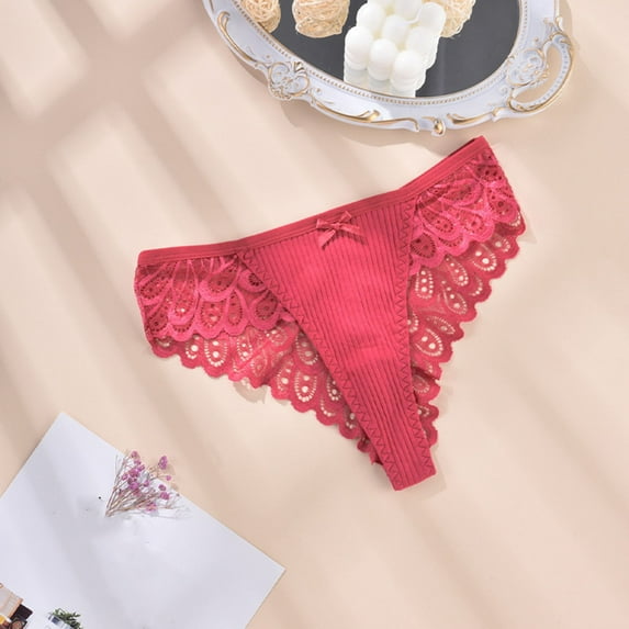 ylioge Lace Underwear for Women Plus Size XL-4X Lightweight Low Rise Panties Ladies Trendy Solid Stretchy High-Cut Seamless-Briefs