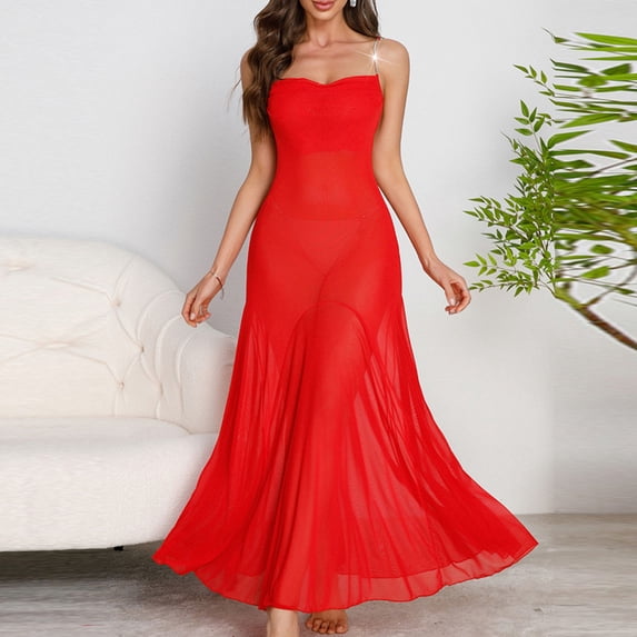 ylioge Lightweight Nightgowns for Women Sleeveless Cowl Neck Pajama Maxi Dresses Womens Trendy Solid Color Slim Ankle Length Homewear Sleepshirts
