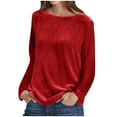 thumbnail image 1 of ylioge Long Sleeve Shirts for Women, Womens Oversized Tops Canary Velvet Pleuche Solid Color Crewneck Pullover Plus Size Blouses for Women Dressy Casual Spring, 1 of 7