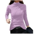 thumbnail image 1 of ylioge Long Sleeve Undershirt for Women, Womens Thermal Underwear Slim Fit Mock Crewneck Solid Color Under Scrubs Shapewear Cropped Tops Blouses T Shirts Fall Saving Clearance, 1 of 8