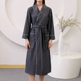 thumbnail image 1 of ylioge M-4X Plus Size Robes for Women Long Sleeve Quick-Drying Bathrobes Ladies Casual Solid Long Length Lapel Homewear Bathrobe with Pockets and Belt, 1 of 4