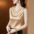 thumbnail image 1 of ylioge M-4X Plus Size Satin Tank Tops for Women Lace Splice V Neck Sleeveless Shirts Womens Trendy Solid Color Pullover Slim Business Work Camisoles, 1 of 5