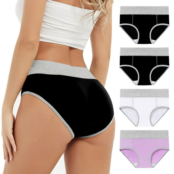ylioge M-5X Period Underwear for Women 4 Pack Plus Size Full Coverage Panties High Waisted Washable Breathable Leakproof Menstrual Briefs