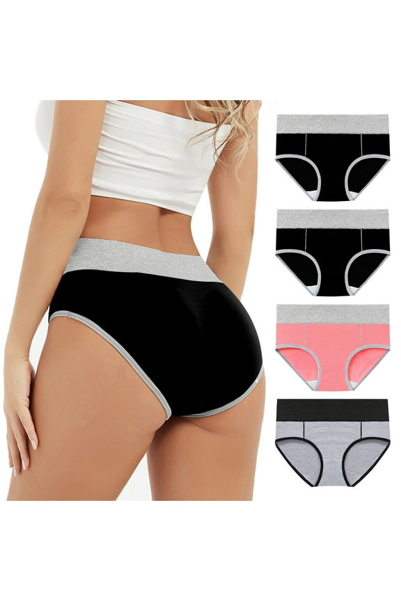 M-5X Period Underwear for Women 4 Pack Plus Size Full Coverage Panties High Waisted Washable Breathable Leakproof Menstrual Briefs