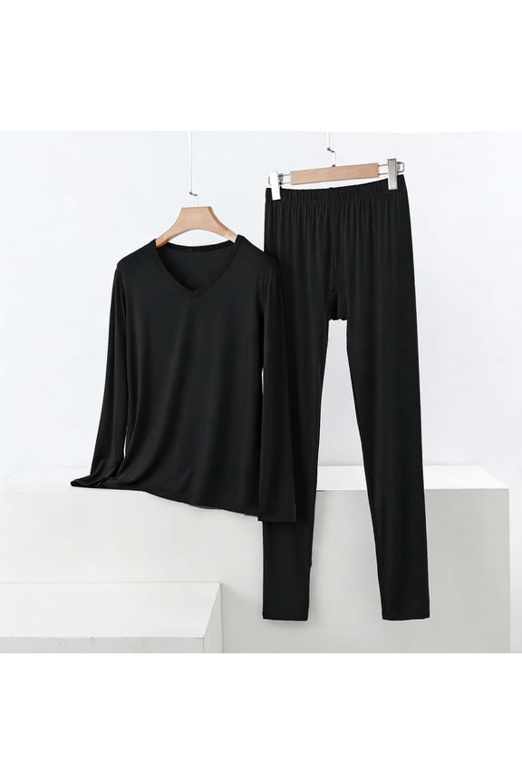 M-5X Plus Size 2 Piece Modal-Pajamas for Women Sets Casual Solid Color Long Sleeve Tops and Pants Comfortable Loungewear Homewear Pajama Set