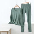 thumbnail image 1 of ylioge M-5X Plus Size 2 Piece Modal-Pajamas for Women Sets Casual Solid Color Long Sleeve Tops and Pants Comfortable Loungewear Homewear Pajama Set, 1 of 5
