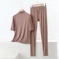 thumbnail image 1 of ylioge M-5X Plus Size Modal-Pajama Sets for Women 2 Piece Short Sleeve Tops High Waisted Pants Casual Solid Color Soft Loungewear Pajamas Outfits Set, 1 of 5