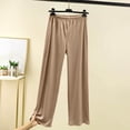 thumbnail image 1 of ylioge M-5X Plus Size Pajama Pants for Women Casual Solid Color Loose Straight Wide Leg Elastic High Waisted Thermal Loungewear Sleepwear Pajamas Pant, 1 of 5