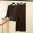 thumbnail image 1 of ylioge M-5X Plus Size Pajama Sets for Women 2 Piece Soft-Modal Loungewear Outfits Womens Casual Solid Color 3/4 Sleeve Tops and Pants Homewear Pajamas, 1 of 5