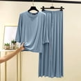 thumbnail image 1 of ylioge M-5X Plus Size Pajama Sets for Women 2 Piece Soft-Modal Loungewear Outfits Womens Casual Solid Color 3/4 Sleeve Tops and Pants Homewear Pajamas, 1 of 5