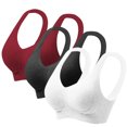 thumbnail image 1 of ylioge M-5X Plus Size Sports Bras for Women 3 Pack Wireless Push Up Bralettes High-Impact Breathable Support Lifting Athletic Workout Underwear Bra, 1 of 8